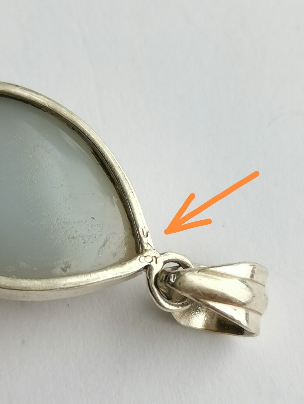 Vintage Modernist sterling silver druzy quartz pendant necklace - Picture 7 of 10